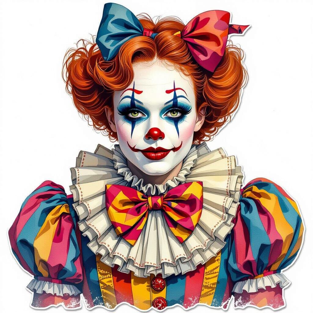 Glamorous Circus Performer in Watercolor Style