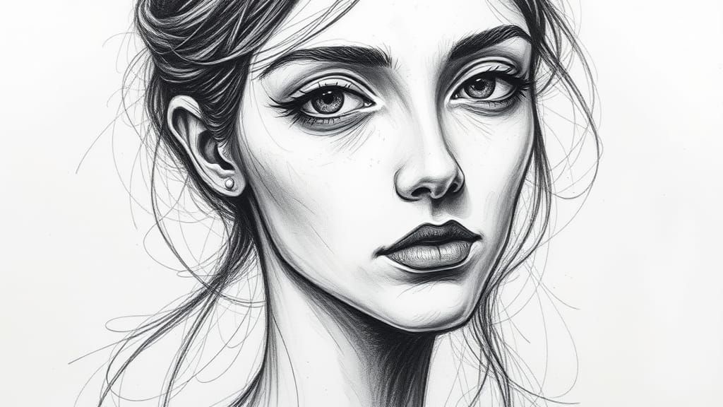 Expressive Portrait in Charcoal and Graphite