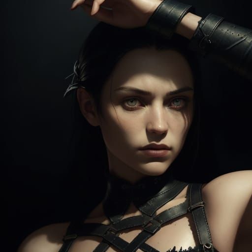 Dark Fantasy Portrait: Girl in Leather Straps