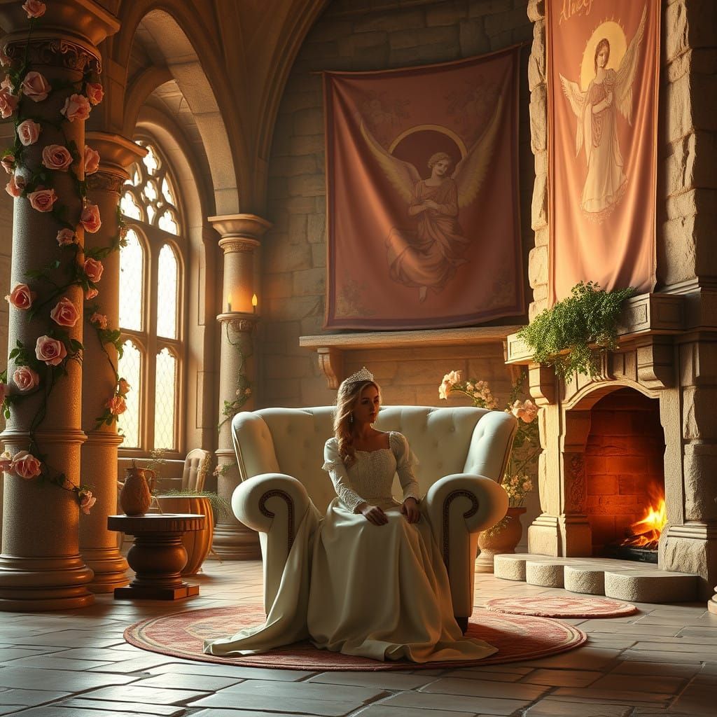 Regal Medieval Princess in a Golden Glow