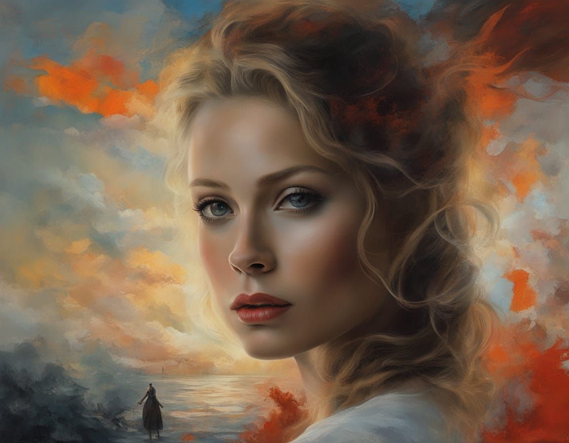 Faye Dunaway Portrait in Dreamy Impasto Style