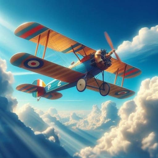 Surreal DR1 Triplane Soars Over Vibrant Clouds