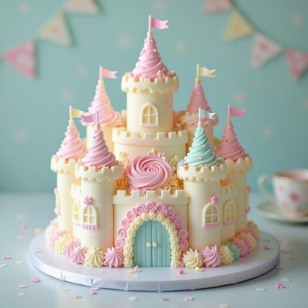 Whimsical Castle Cake for 13th Birthday in Pastel Colors