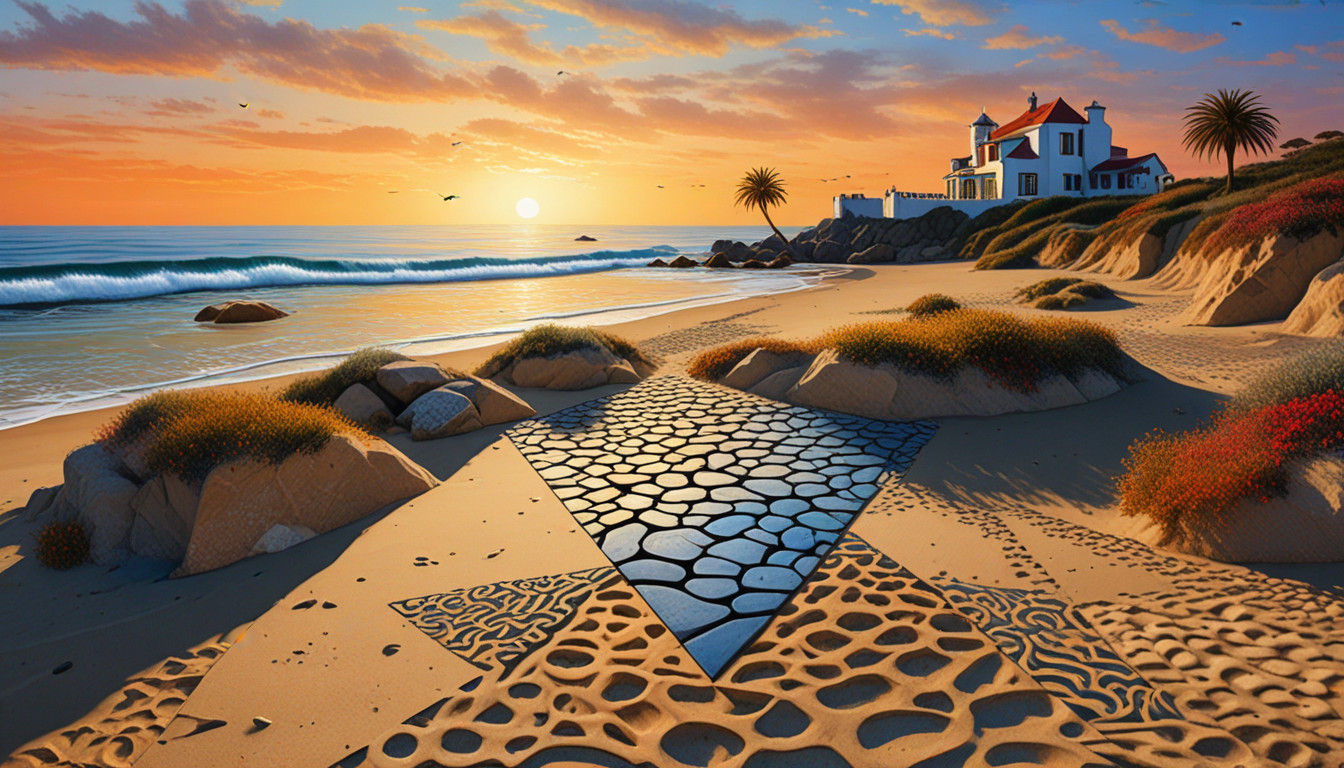 Vibrant Sunset Scene in Whimsical Impasto Style