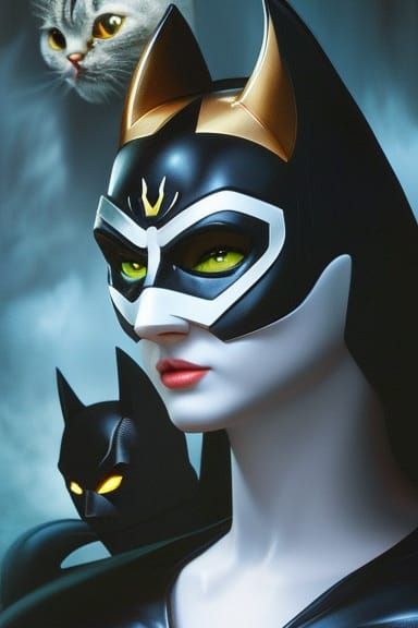 Cat as Armored Batman in Pixar Style