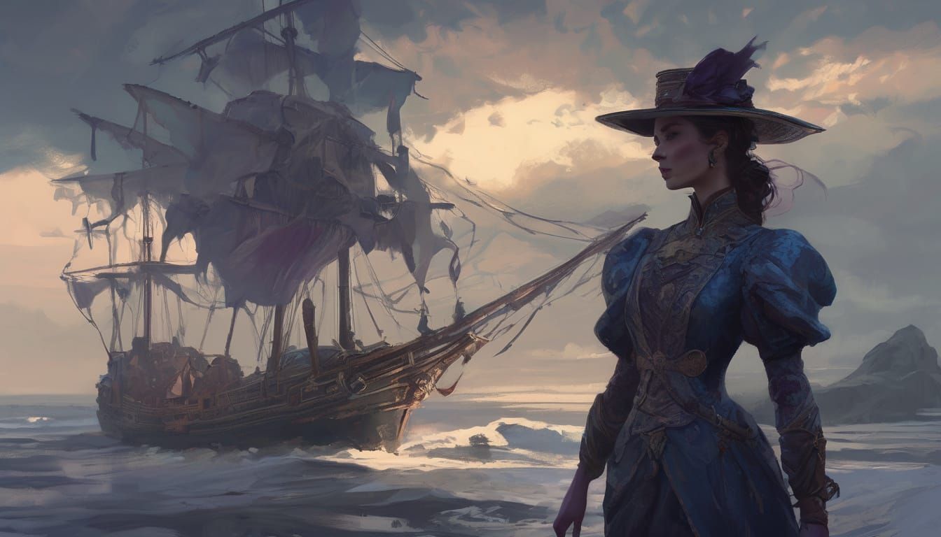 Femme Fatale with Filigree in Dramatic Lighting