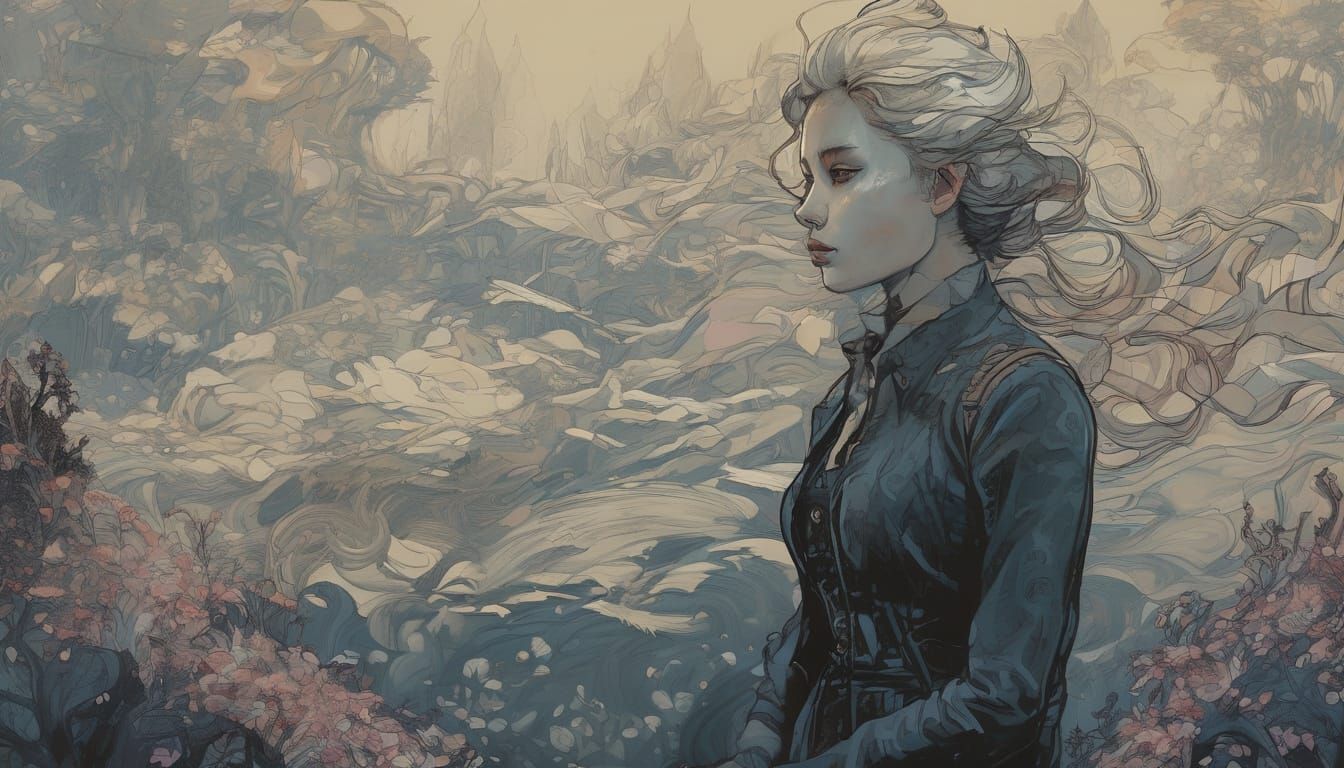 Mystical Femme Fatale in Dark Realm, Digital Painting