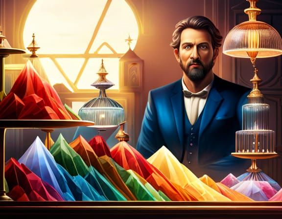 Crystal Merchant in a Detailed Digital Painting