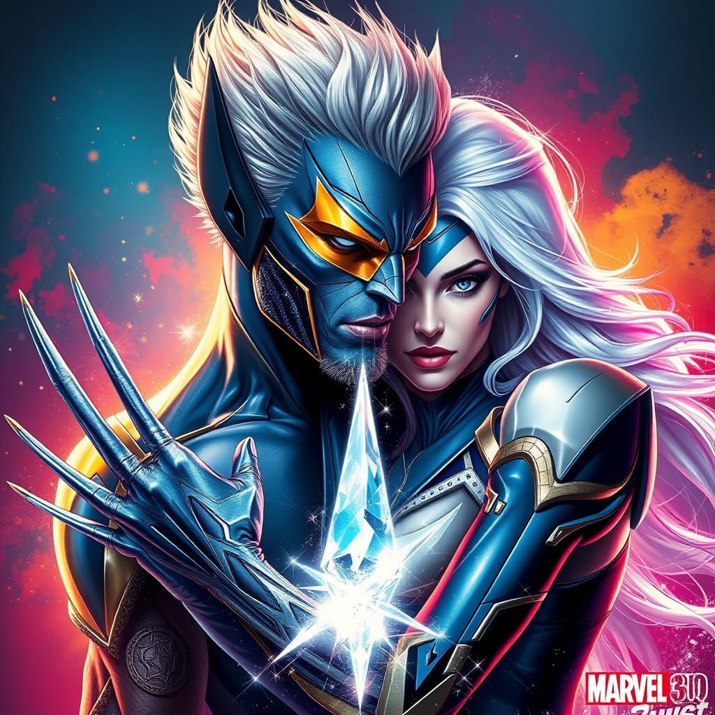 Hyperrealistic Fusion of Nightcrawler and Emma Frost in Vibr...