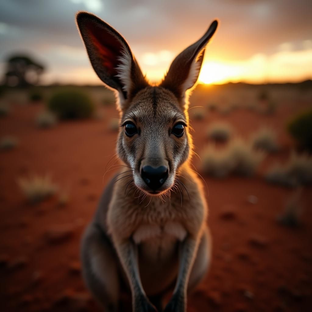 Hyperrealistic Wallaby Portrait in the Australian Outback