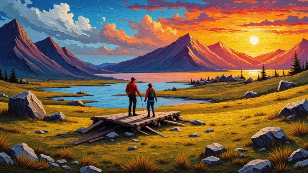 Abstract Impasto Painting With Dynamic Brushwork