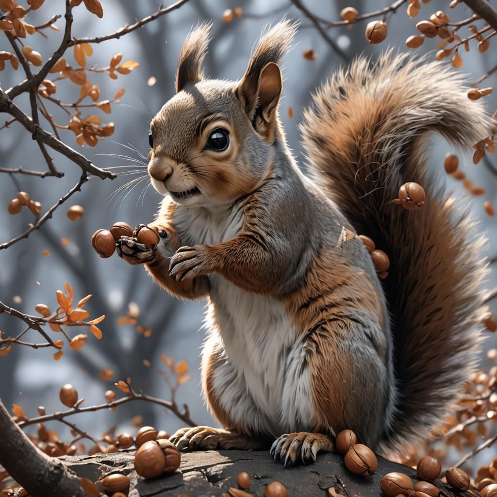 Squirrel Overwhelmed: 3D Anime Art