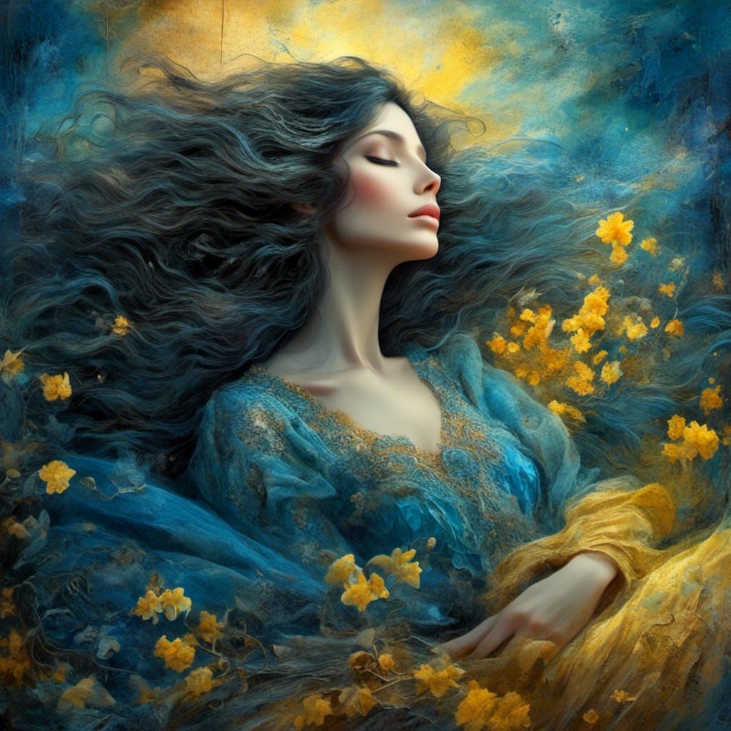 Noir Portrait of Sleeping Woman in Dreamscape Style