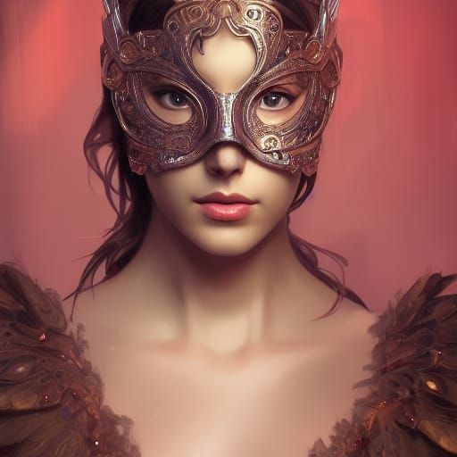 Elegant Masquerade Ball Portrait in Digital Art Style