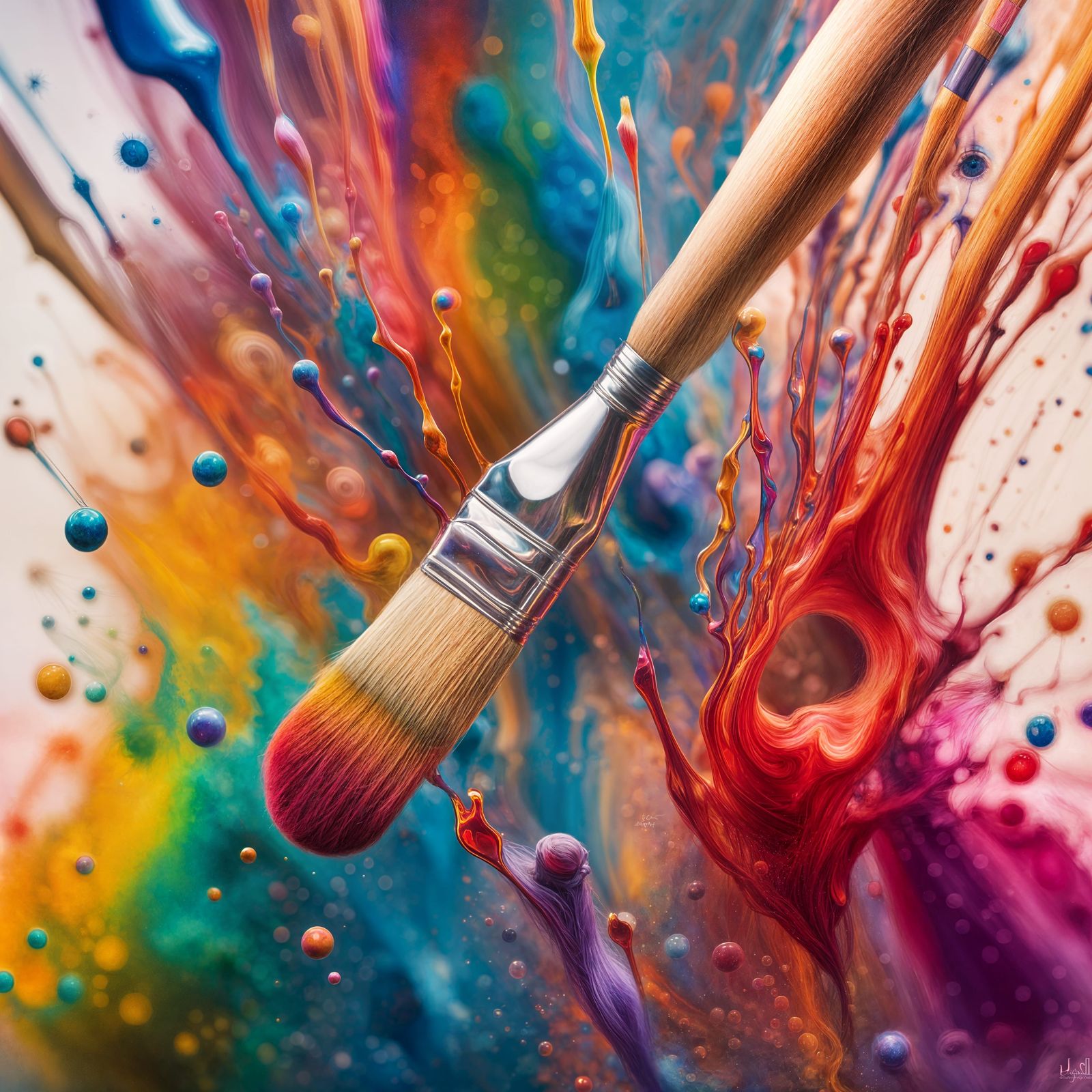 Rainbow Painting Created by Magical Brush in Surreal Style