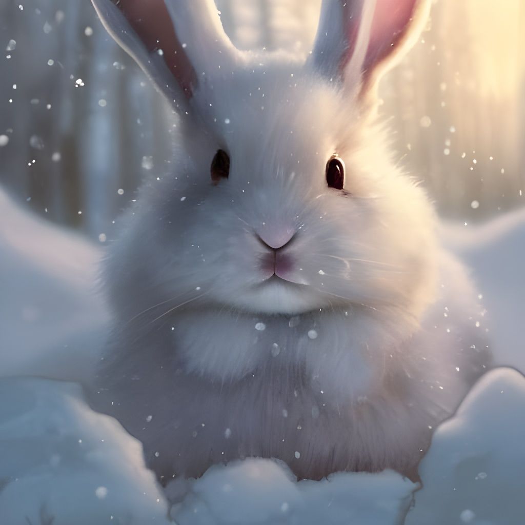 Winter Bunny Portrait in Hyperdetailed Style