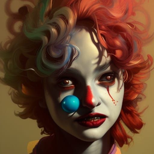 Detailed Portrait of a Sad Clown