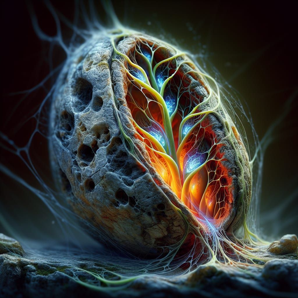 Surreal Botanical Pod Erupts in Vibrant Bioluminescent Tendr...