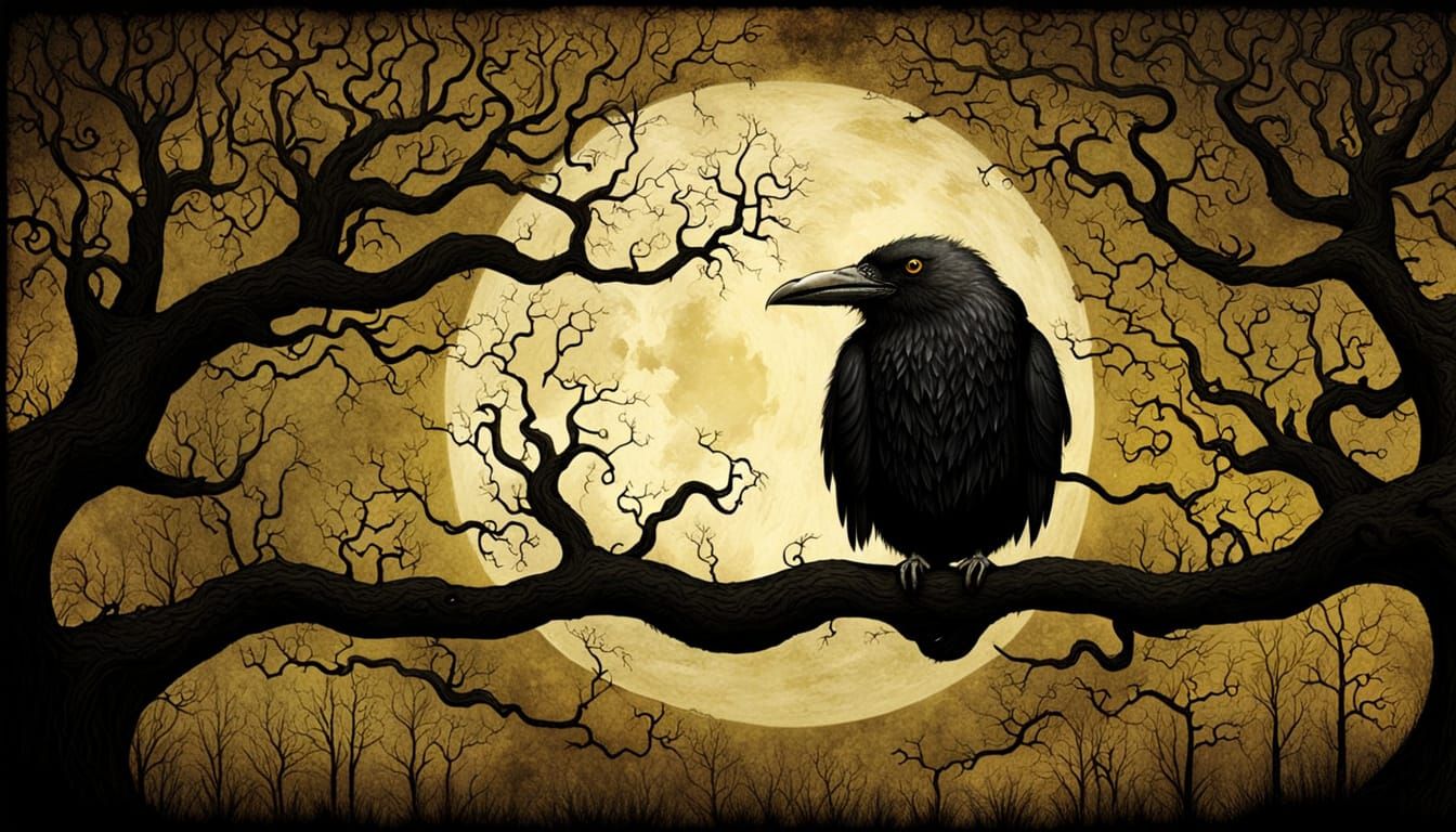 The Nightmare of the Raven: A Dark and Foreboding Scene