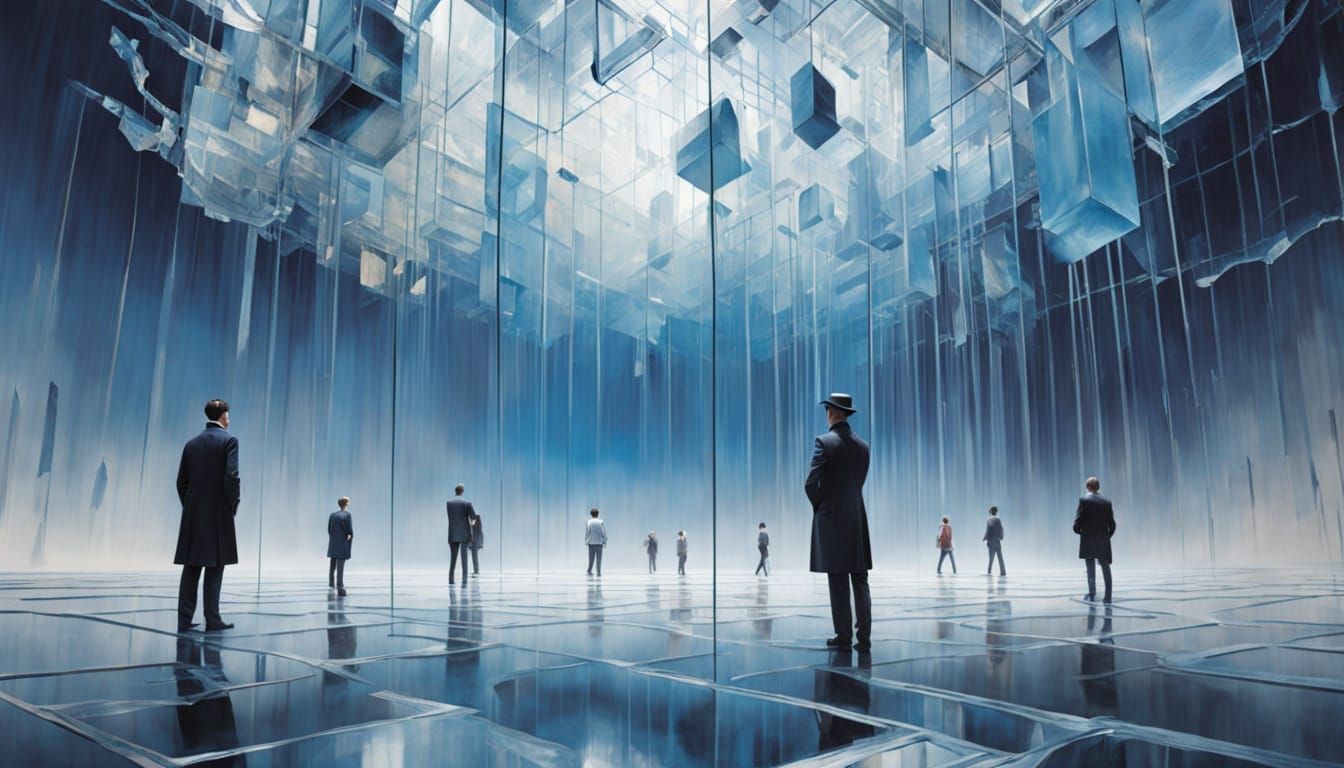 Surreal Oil Painting of Ethereal Void with Fragmented Forms