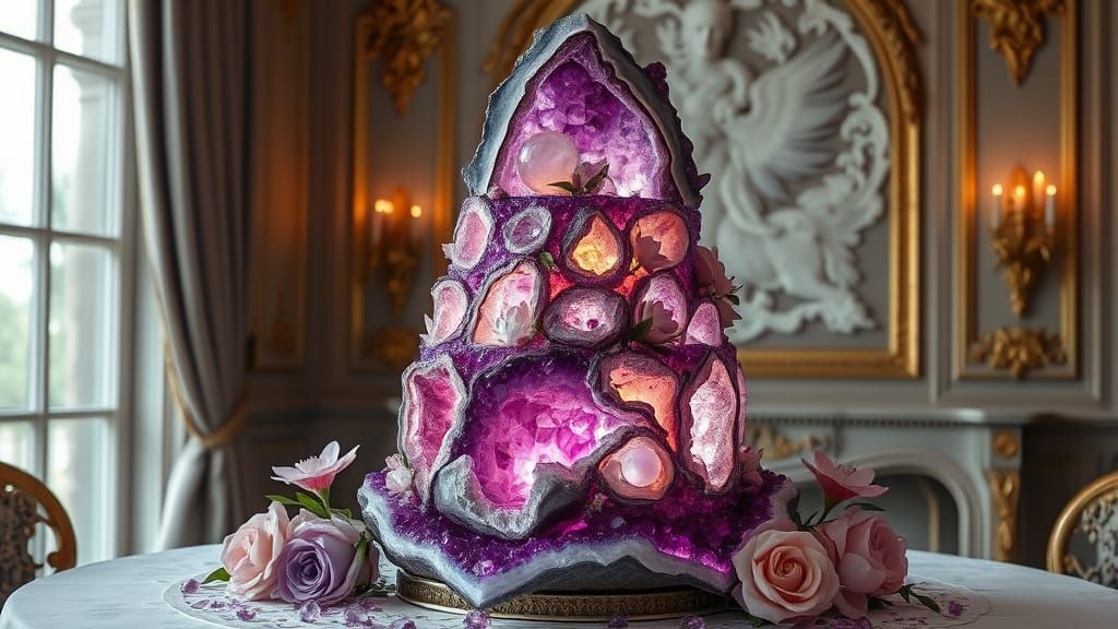 Quartz Crystal Wedding Cake in Baroque Still Life Style