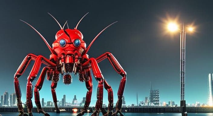 Giant Spider Kaiju Attacks City in 1950s Sci-Fi Style