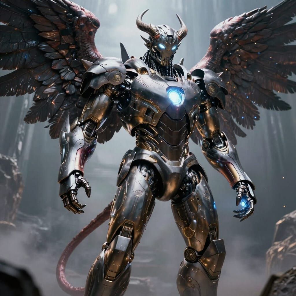 Guardian Iron Giant Angel in Dark Fantasy Style
