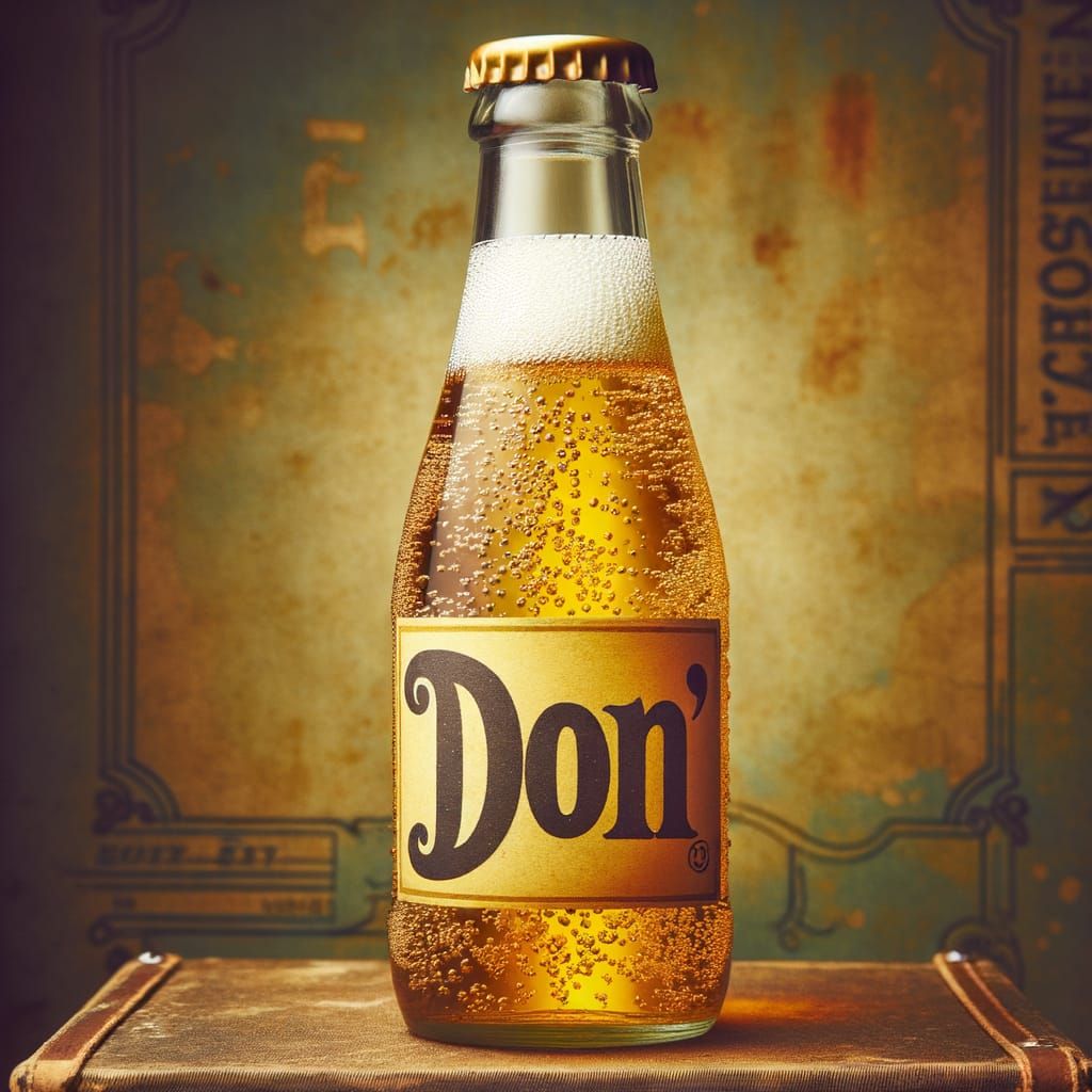 Golden Soda Bottle Labeled 'Don' in Vintage Style