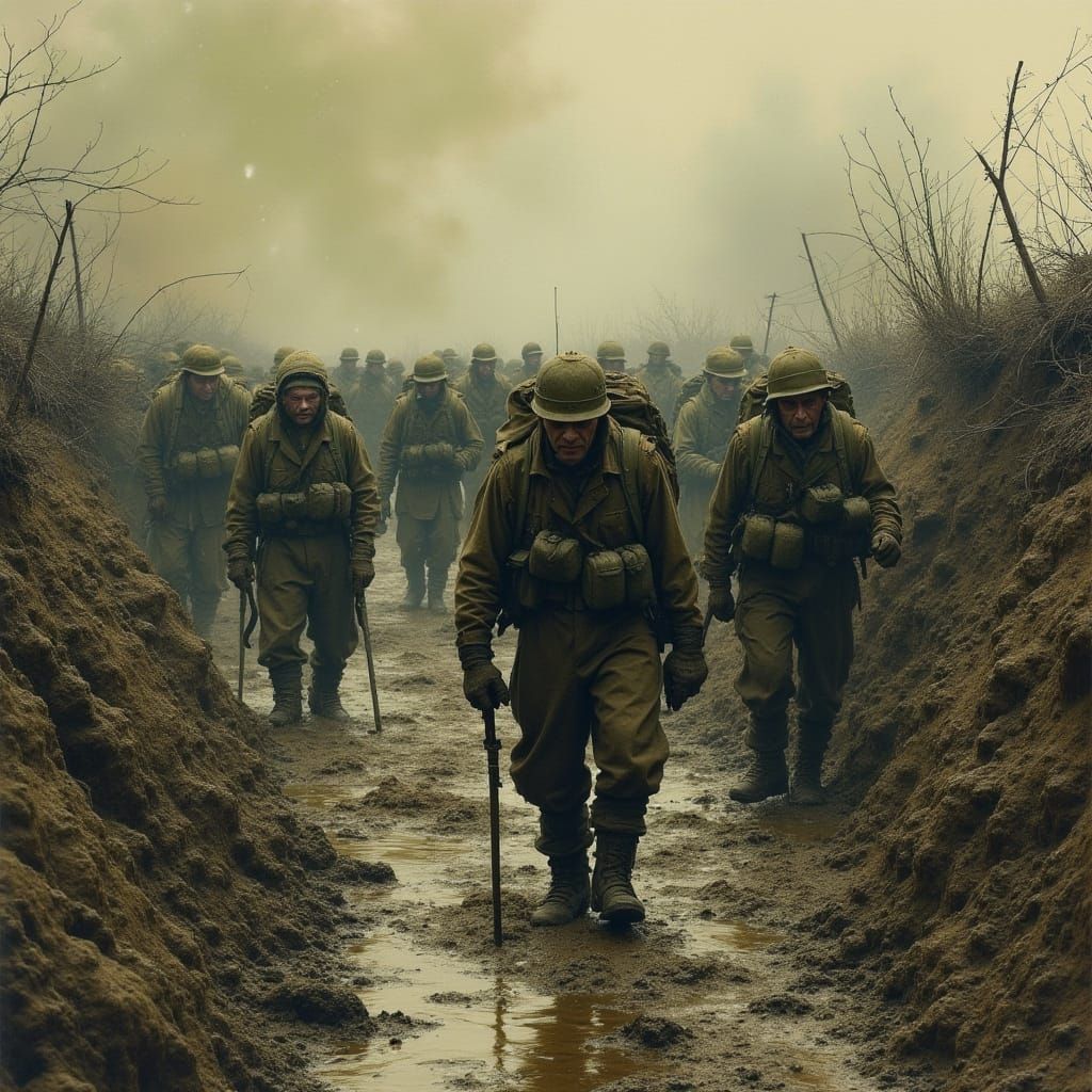 WWI Trench Warfare Gas Attack in Dark Realism