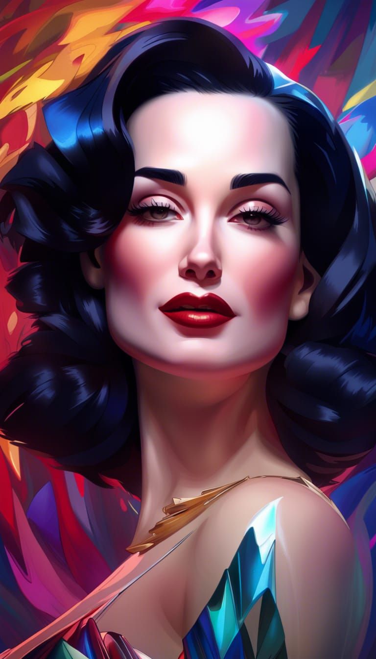 Dita Von Teese Portrait in Art Nouveau Style