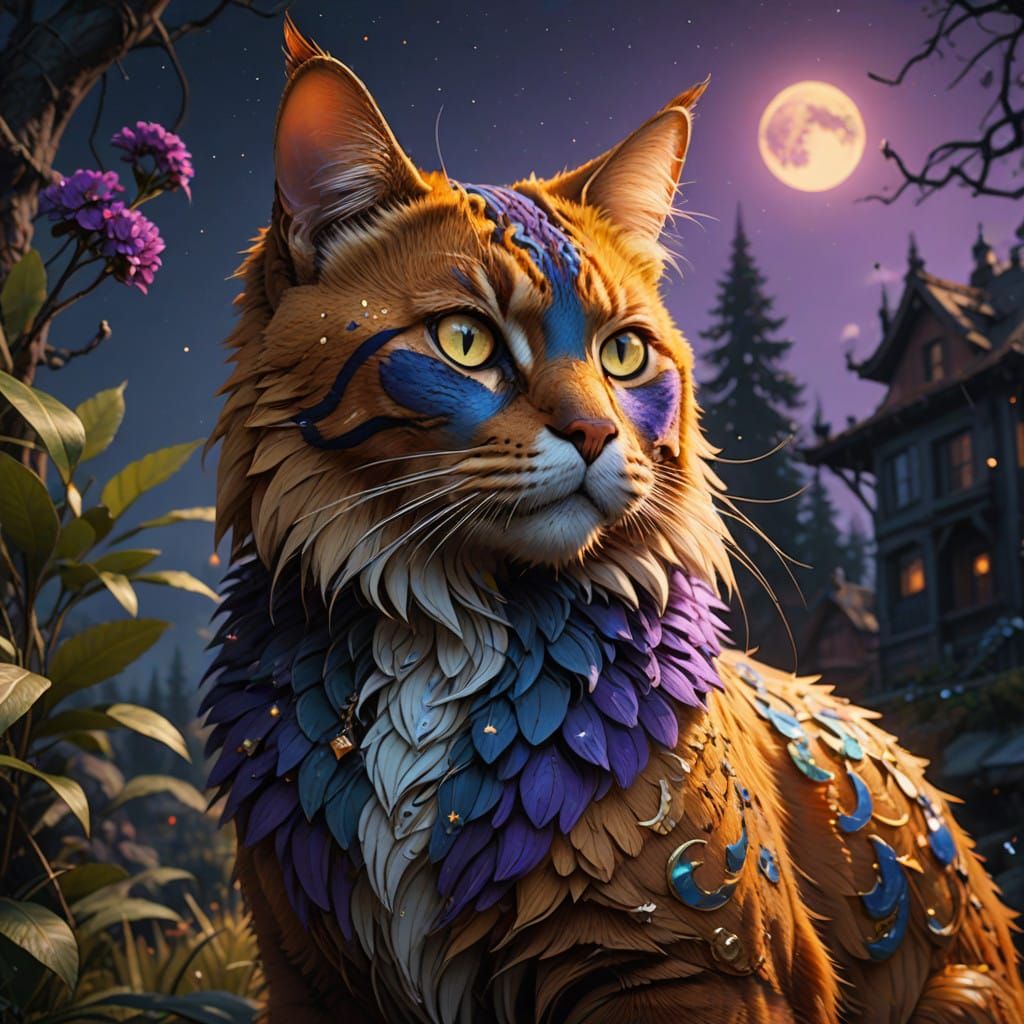Majestic Feline in Ancient Mystic Regalia