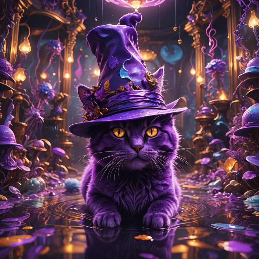 Psychedelic Purple Cat in a Hat