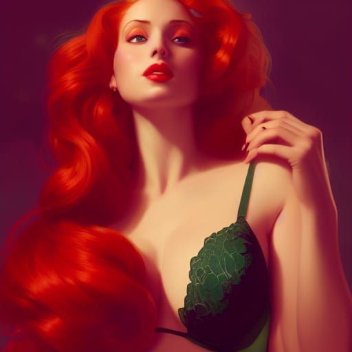Glamorous Pin-Up Girl Portrait in Digital Art Style