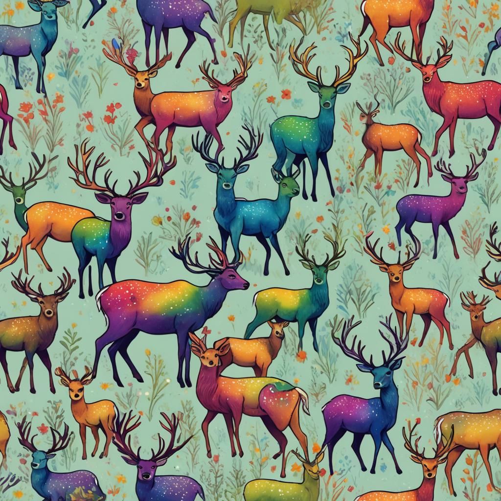 Rainbow Deer Art