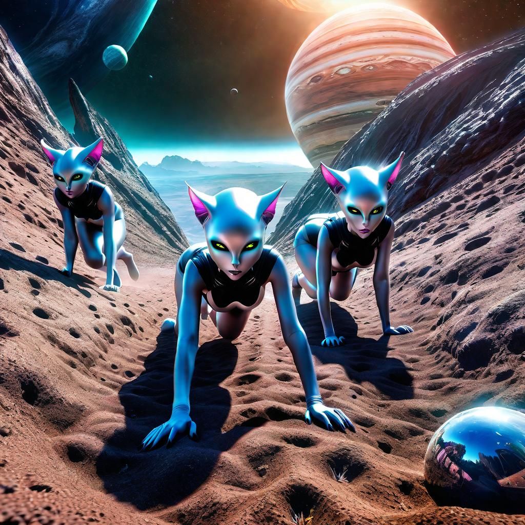 alien planet with catlike aliens