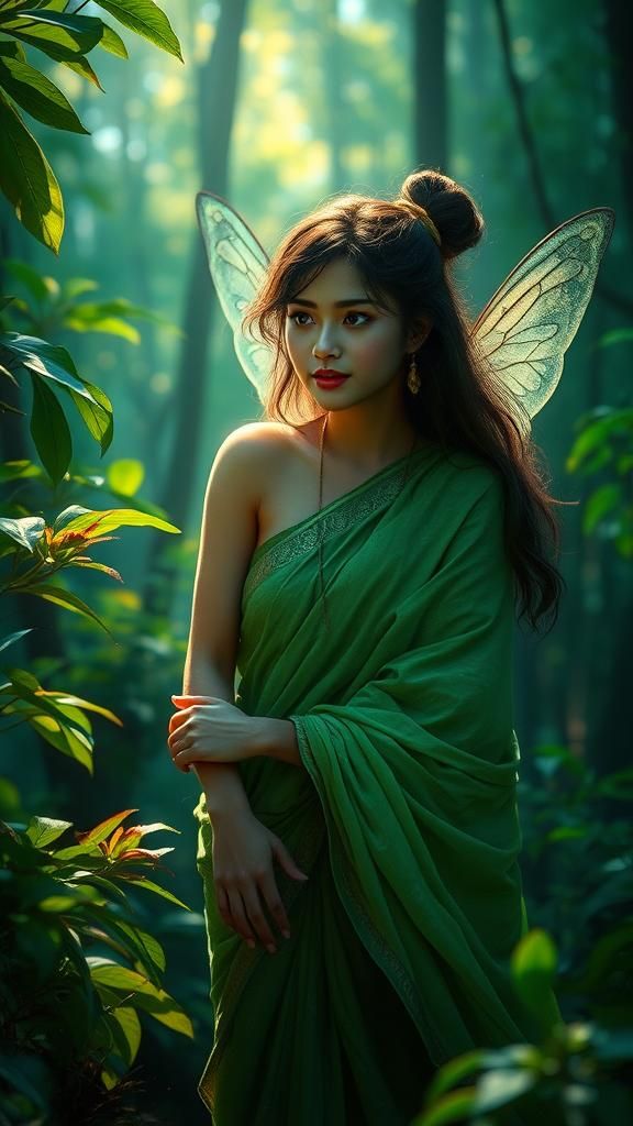 Forest Fairy Portrait in Hyperdetailed Digital Art