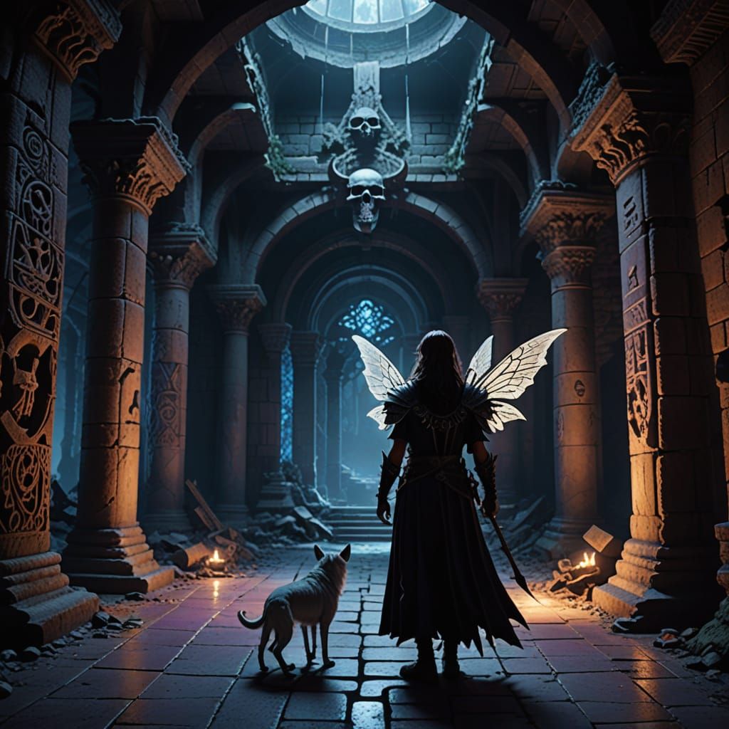 Gothic Fairy in Hall of Bones: Dark Fantasy Art