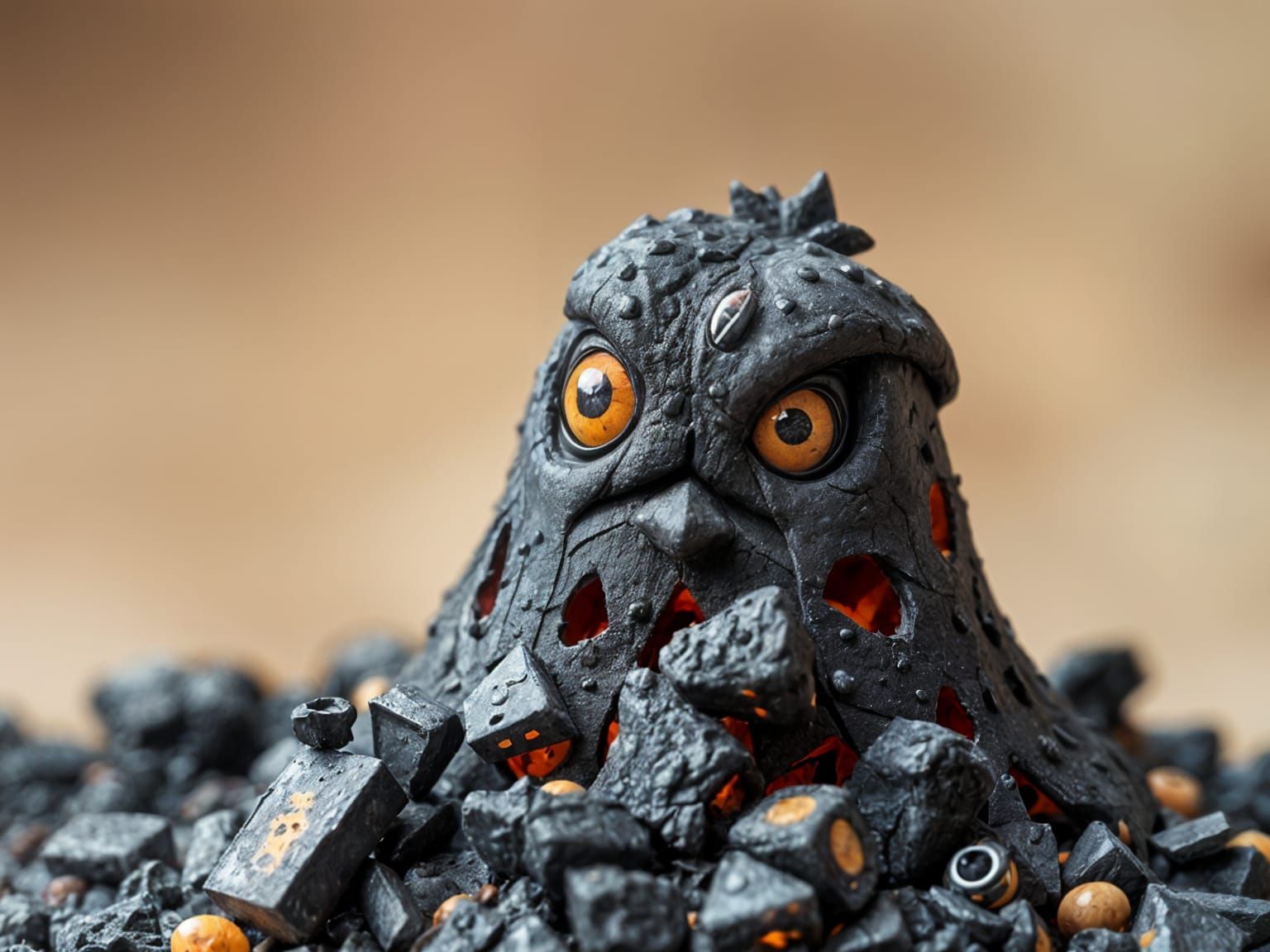Cute Annoyed Ash Pile with Googly Eyes