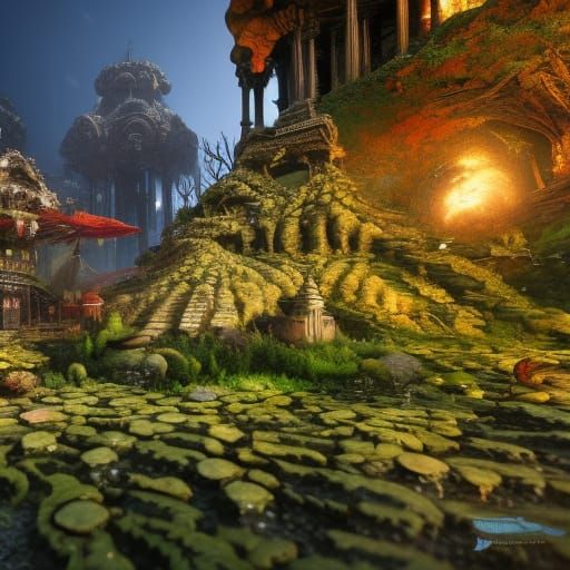 Psychedelic Zombie Skeletons and Ghosts in Wonderland