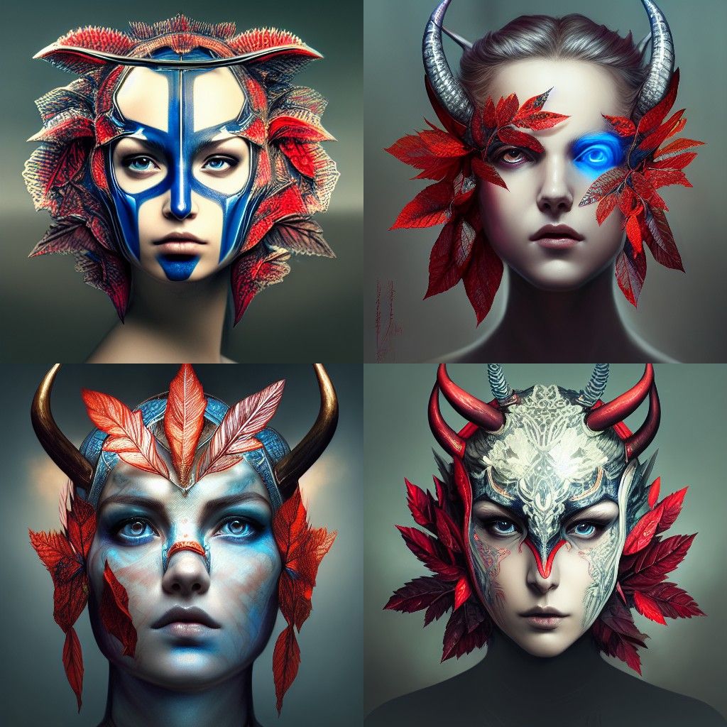 Deer with Blue Horns and Grid Breastplate