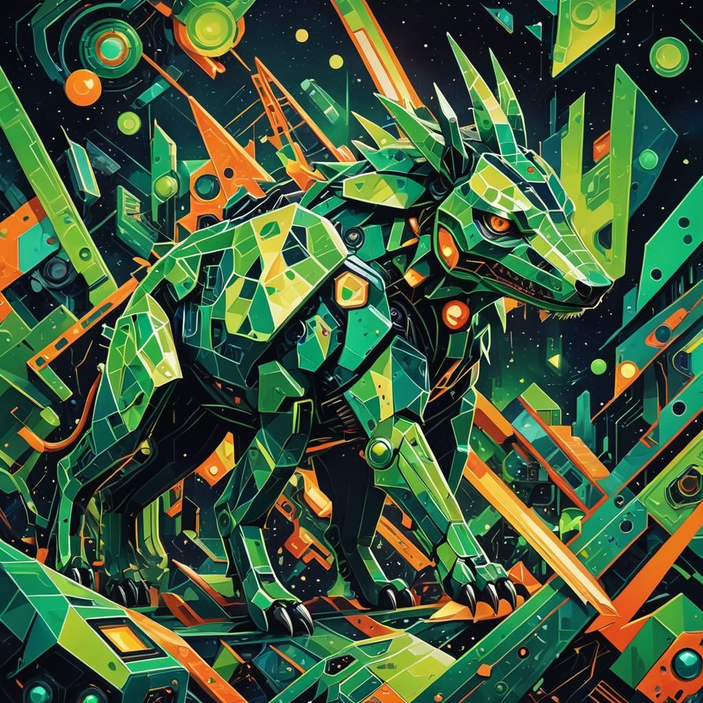 Abstract Geometric Alien Creature in Futuristic Art
