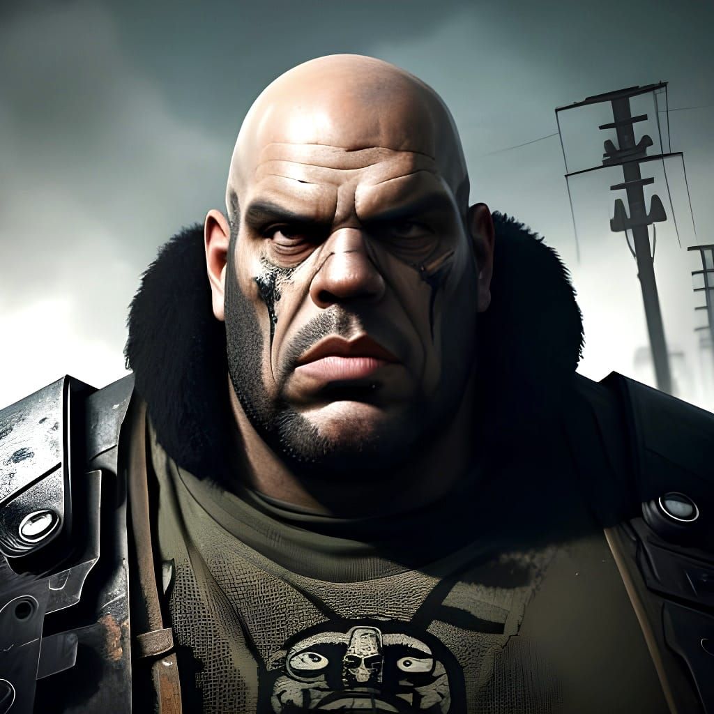 Bald Soldier of Tomorrow, Weathered Warrior of a Futuristic...