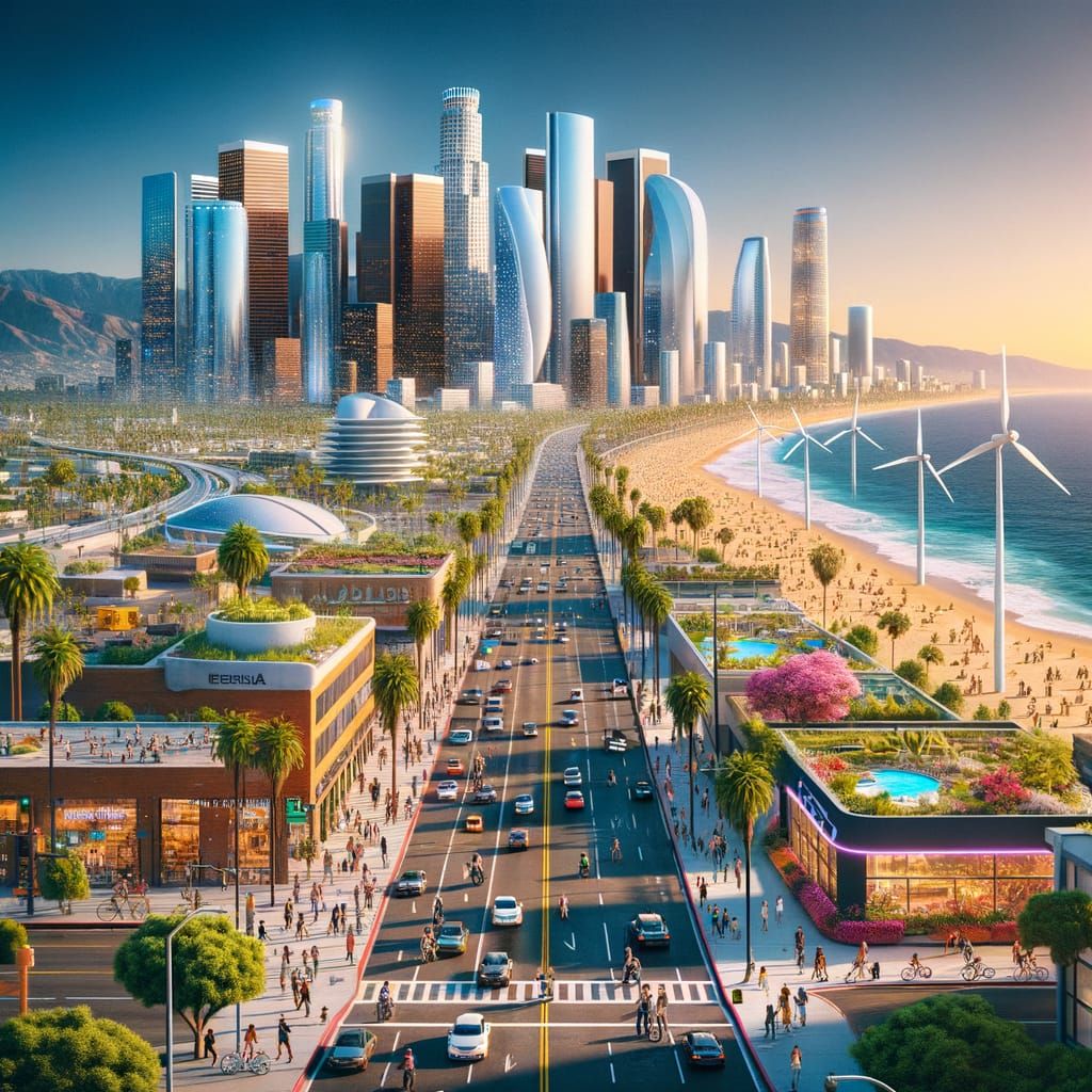 Futuristic Los Angeles Skyline in 2030s