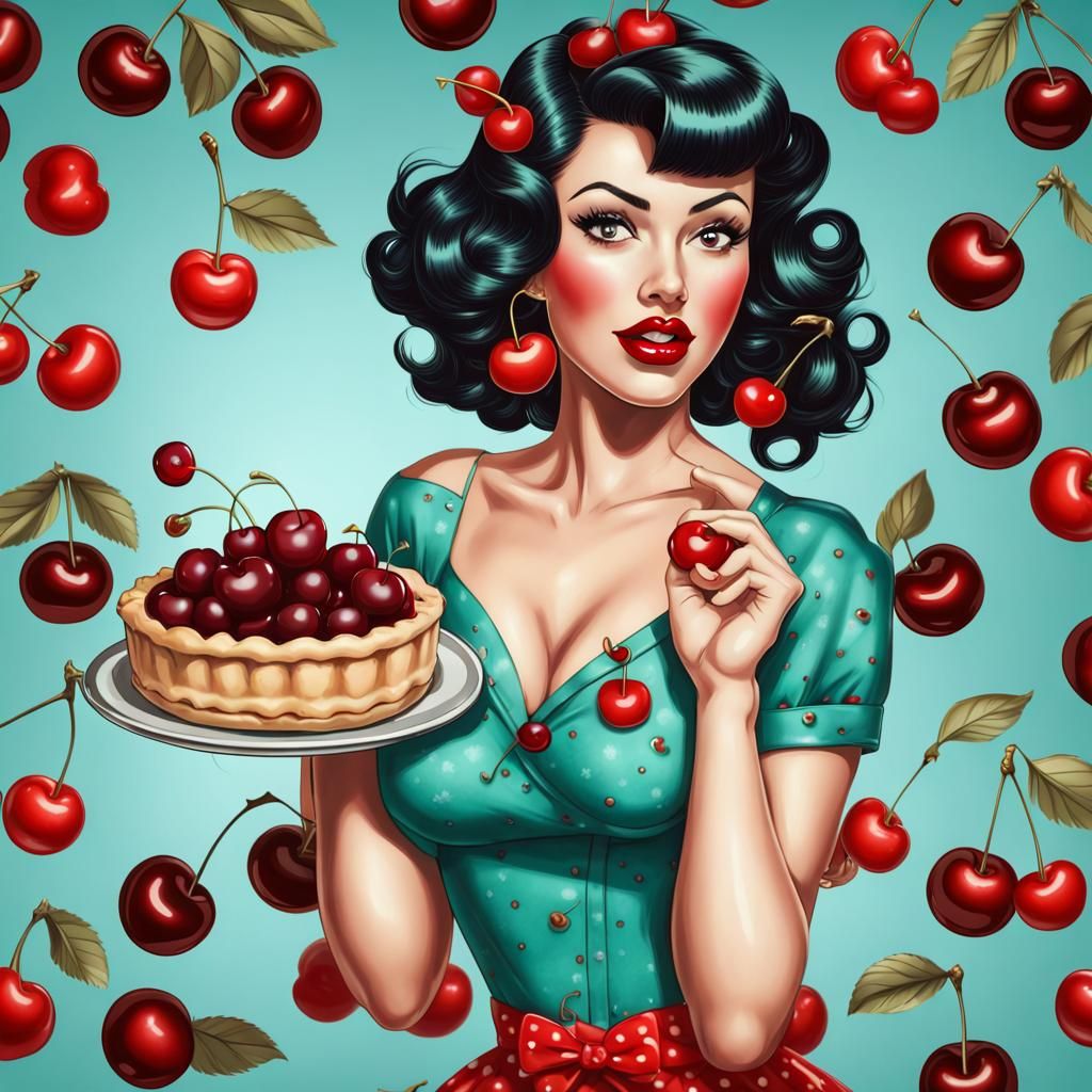 Classic Americana Pin-Up Girl in Diner
