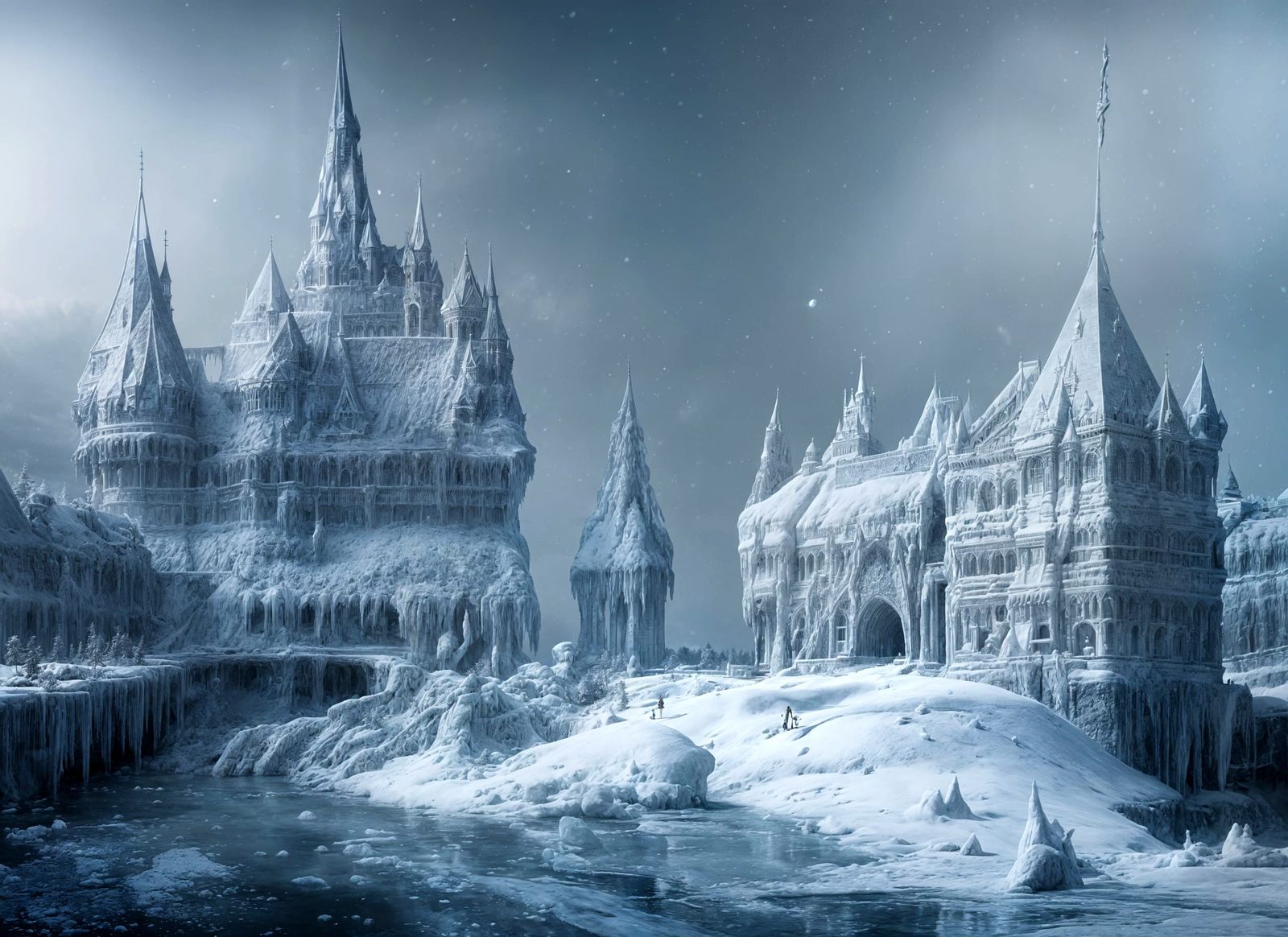 Surreal Ice Castle in Hyperrealistic Style