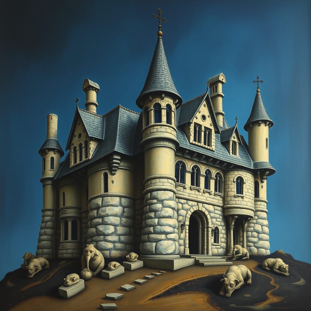 Dreamlike Abode in Surrealist Style