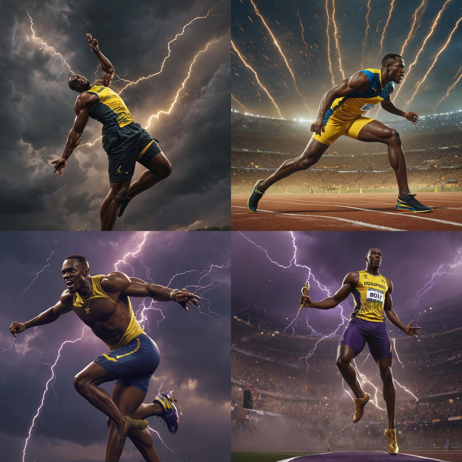 Usain Bolt Champion with Lightning, Digital Art