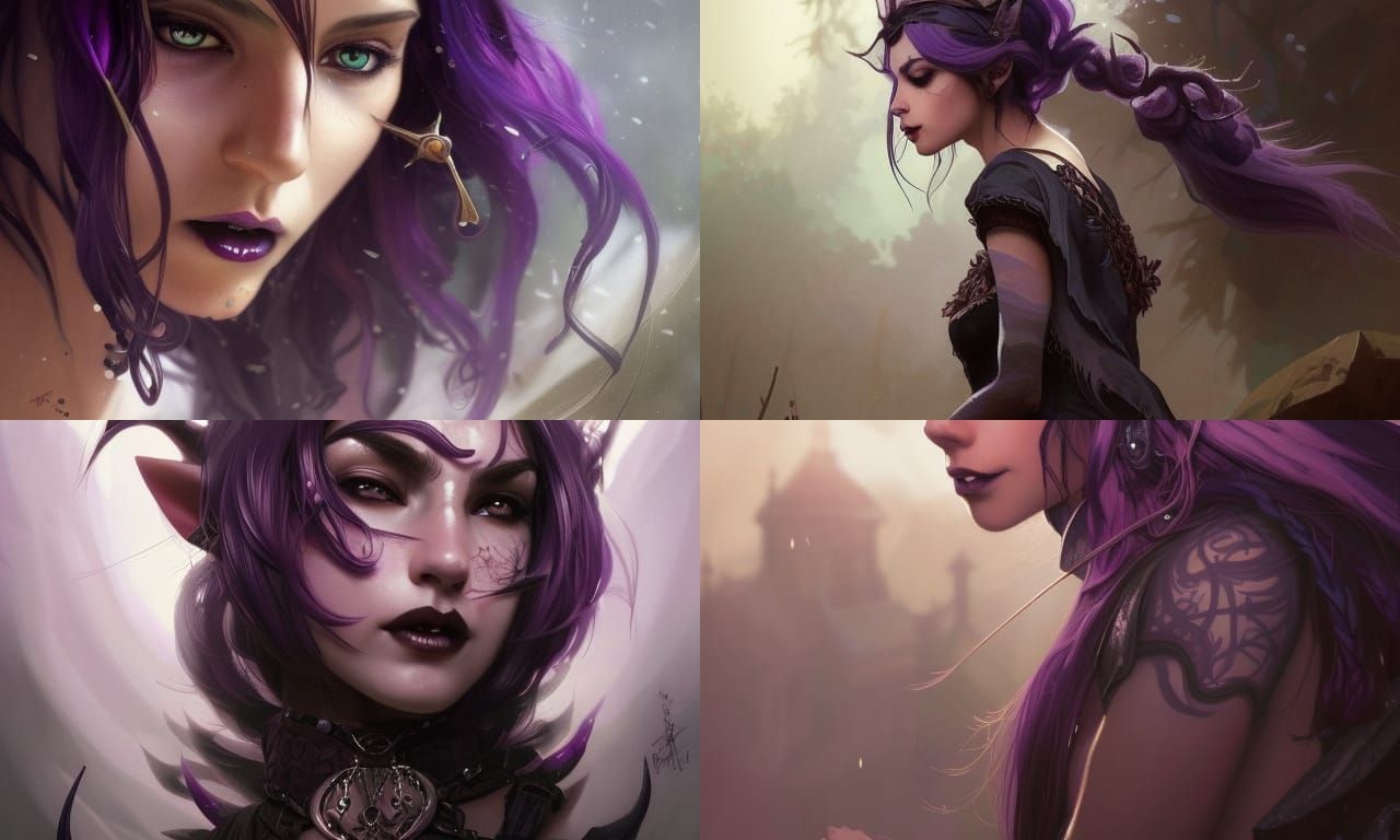 Gothic Elf Portrait with Wolf Ears in 4K