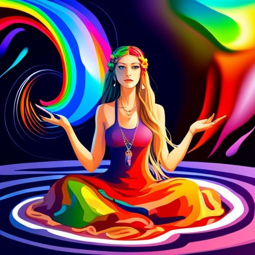 Rainbow Hippie Girl in Astral Bedroom