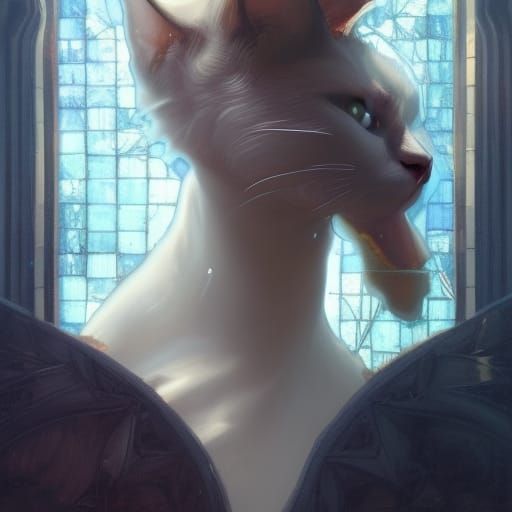 Siamese Cat in Dark Fantasy Style